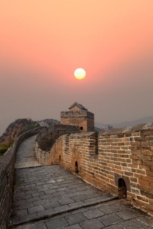 Afbeeldingen van Great wall in autumn sunset