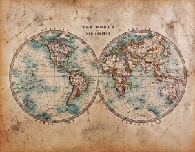 Picture of Old World Map in Hemispheres