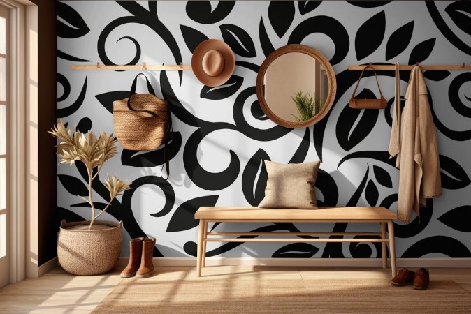 Afbeeldingen van Black and white or transparent seamless floral background