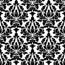 Picture of Black colored floral arabesque seamless pattern