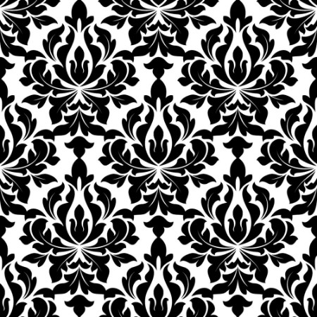 Afbeeldingen van Black colored floral arabesque seamless pattern