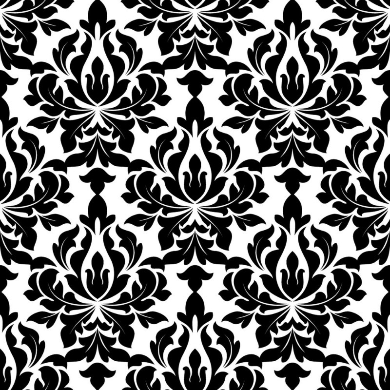 Image de Black colored floral arabesque seamless pattern