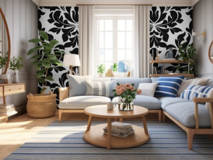 Bild på Black colored floral arabesque seamless pattern