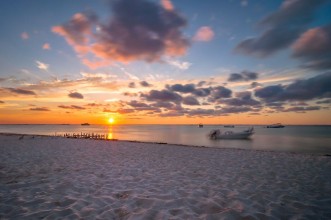 Picture of Sunset on tropical beach in Isla Mujeres Mexico