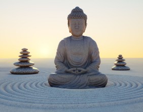 Picture of Abendstimmung mit Buddha-Statue