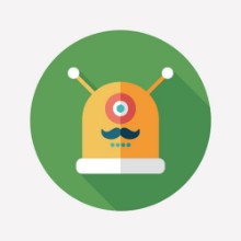 Picture of Robot flat round icon with long shadows Set 7