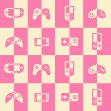 Afbeeldingen van Seamless background with game consoles for your design
