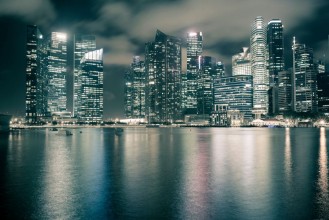 Afbeeldingen van Nachtelijke skyline van Singapore