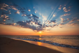 Picture of Beautiful cloudscape over the sea sunrise shot