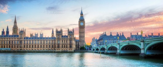 Afbeeldingen van London UK panorama Big Ben in Westminster Palace on River Thames at sunset