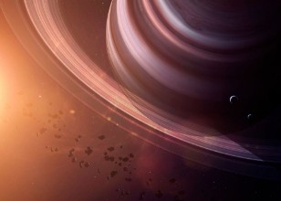 Picture of The Saturn with moons from space showing all they beauty