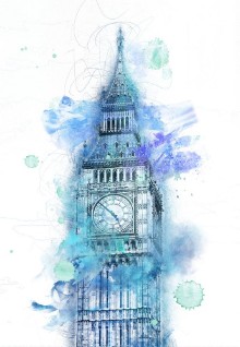 Picture of Colorful paint effect blue Big Ben