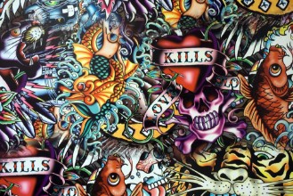 Bild vun Public Graffiti wall urban art background Grunge hip hop artistic design Art wall at Santorini Hua hin Thailand