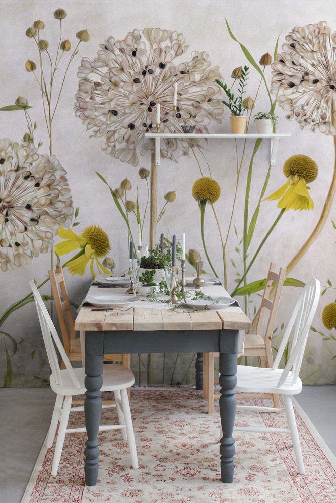 Alliums and heleniums photowallpaper Scandiwall