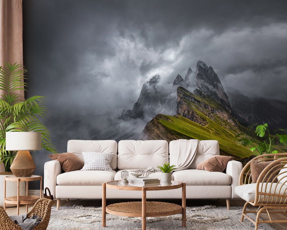Fog on Mountain Seceda - 1591652 photowallpaper Wallpassion