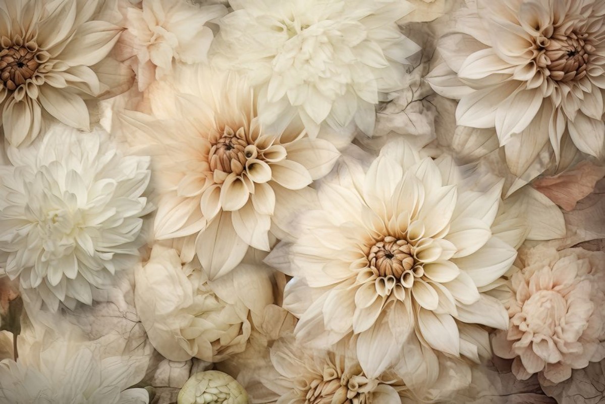 Vintage Floral with Dahlia - 2578266 photowallpaper Wallpassion