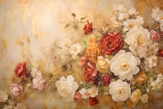 Vintage Floral with Roses - 2578340 photowallpaper Wallpassion