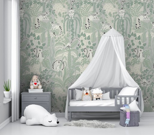 Jungle adventure soft sage green pattern - 2977115 photowallpaper Wallpassion