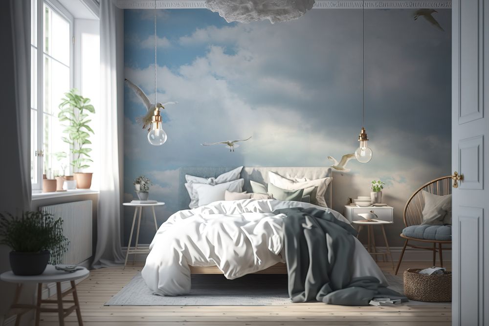 Seagull in the Sky - f0990142 photowallpaper Wallpassion