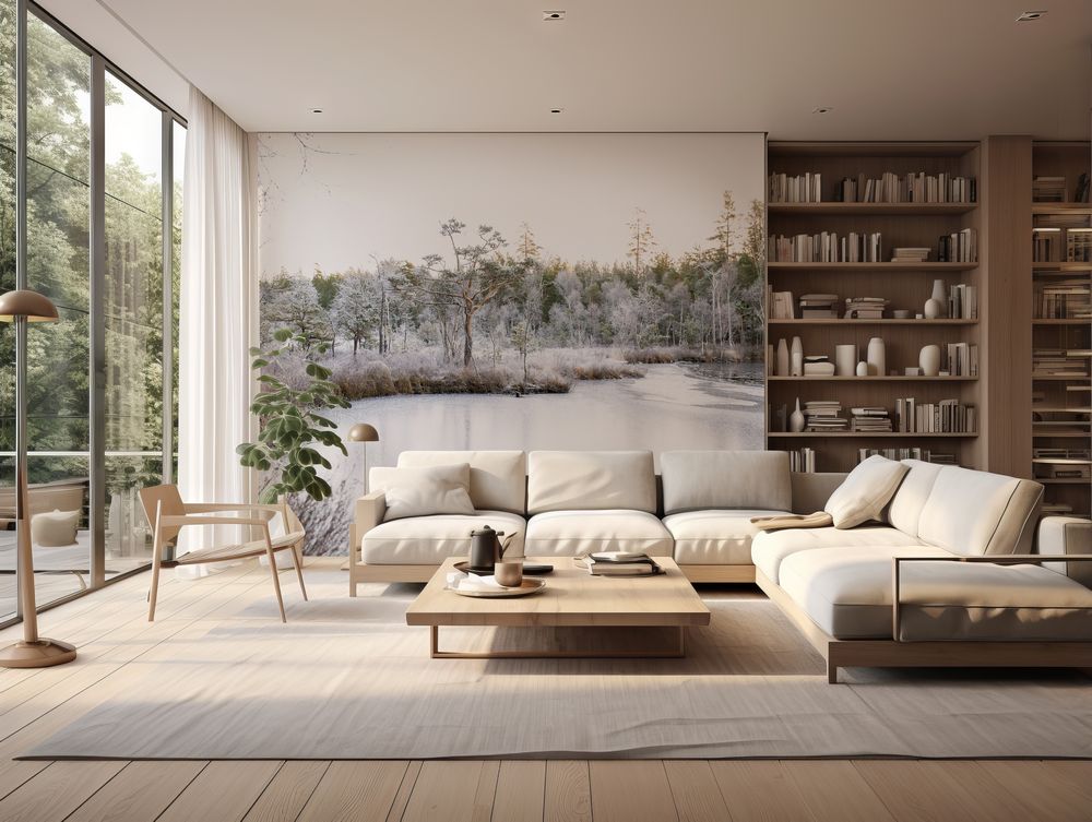 Silent Winter Landscape with lake - f1770887 photowallpaper Wallpassion