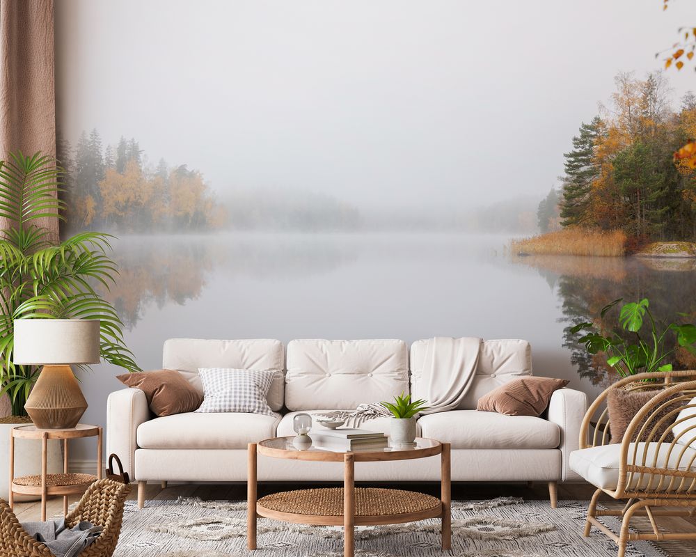Foggy Autumn Lake - f1771327 photowallpaper Wallpassion