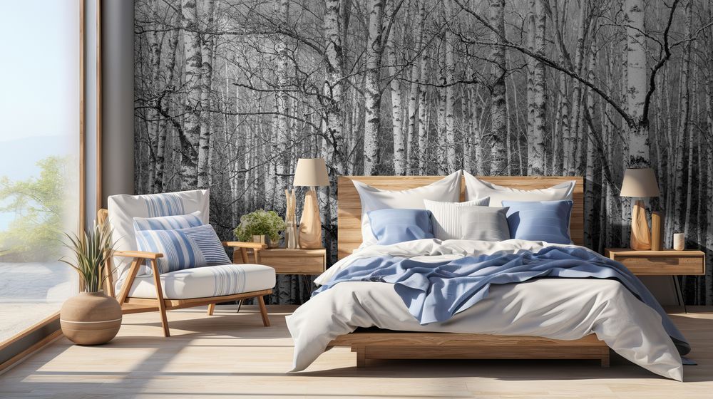 Birch Trees in Black and White - f2200406 photowallpaper Wallpassion