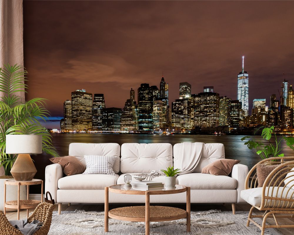 Manhattan Sky Line at Night photowallpaper Wallpassion