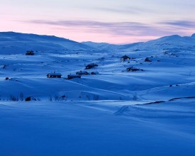 Winter Landscape with Houses in Lapland photowallpaper Wallpassion