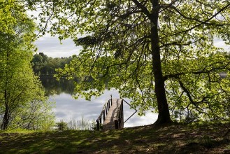 Wooden Jetty at Lake photowallpaper Wallpassion
