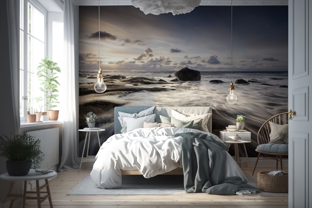 Sunset over the Sea at Lofoten photowallpaper Wallpassion