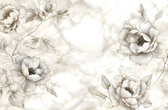 Large sketched flowers photowallpaper Wallpassion