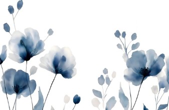 Watercolor flowers in blue photowallpaper Wallpassion