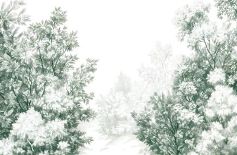 Trees and bushes in green photowallpaper Wallpassion