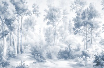 Drawn blue forest photowallpaper Wallpassion