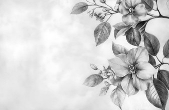 Flower sprig in black and white photowallpaper Wallpassion