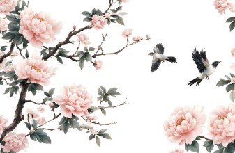 Birds and flowers photowallpaper Wallpassion