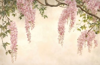 Pink flower rain photowallpaper Wallpassion