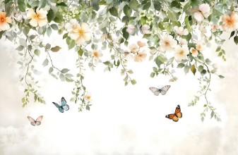 Butterflies and flowers photowallpaper Wallpassion