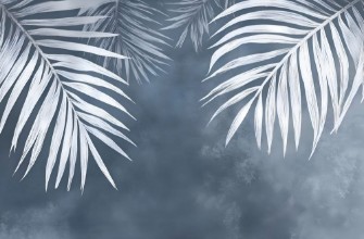 Palmtree leafs in blue photowallpaper Wallpassion