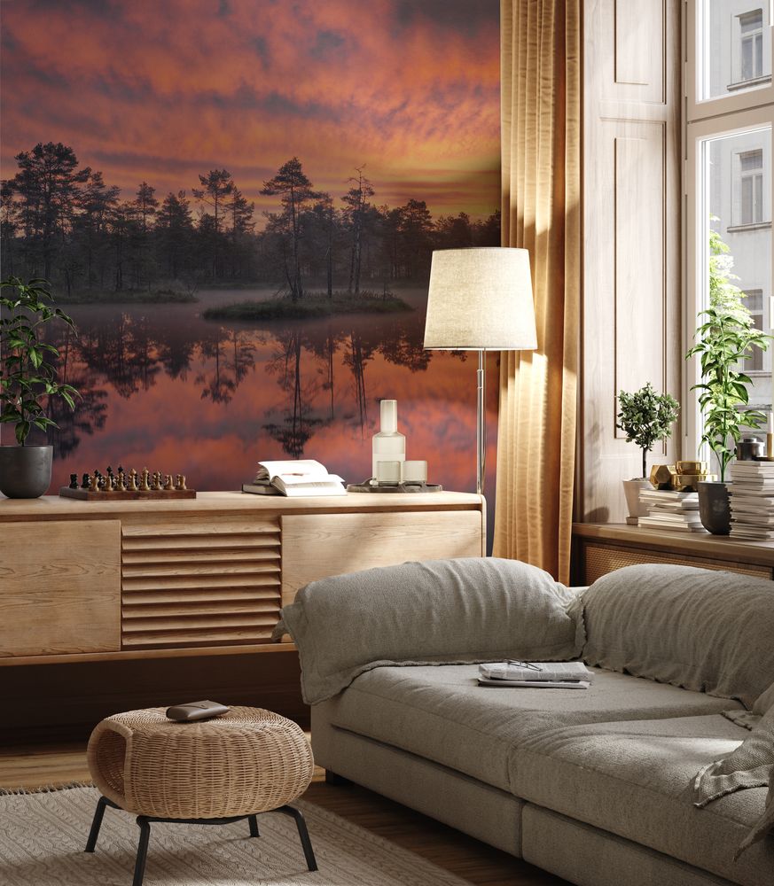 Sunset over Knuthojdsmossen photowallpaper Wallpassion
