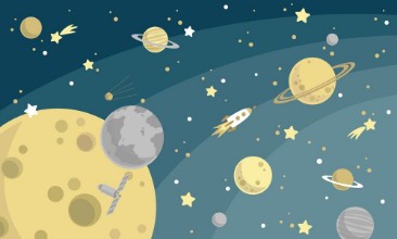 Graphic illustration on Space Theme photowallpaper Wallpassion