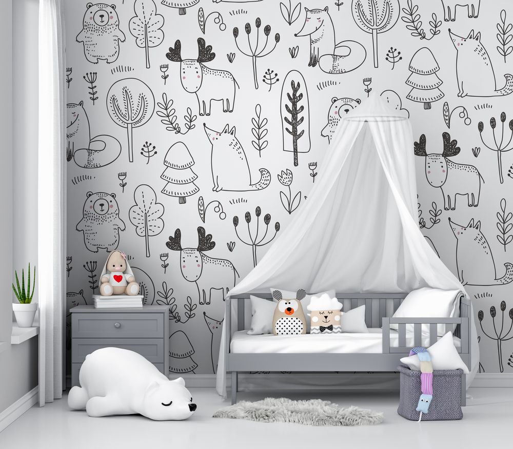 Pattern with Wild Forest Animals photowallpaper Wallpassion