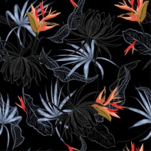 Exotic Flower and Leaves photowallpaper Wallpassion