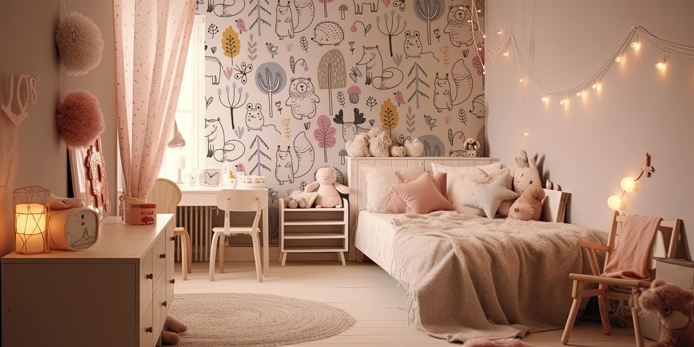Pattern with Colored Forest Animals photowallpaper Wallpassion