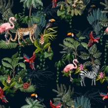 Pattern with Tropical Animals photowallpaper Wallpassion