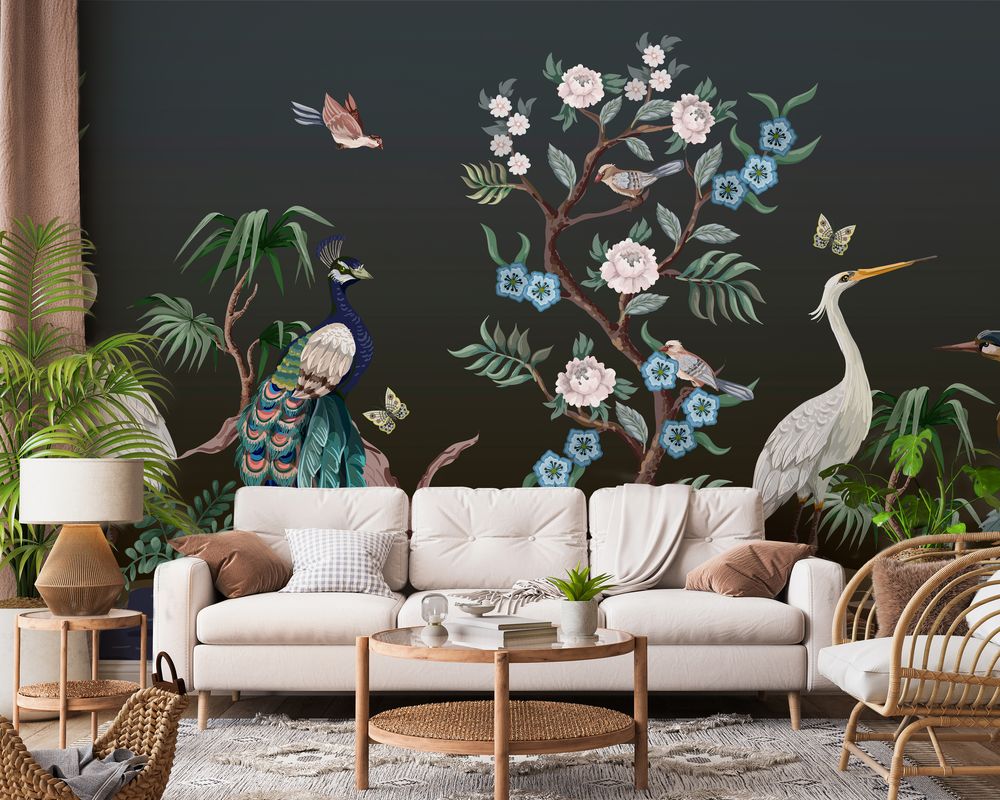 Stylish Pattern with Birds photowallpaper Wallpassion