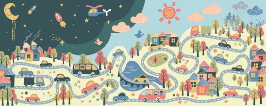 City Life as an Illustration photowallpaper Wallpassion