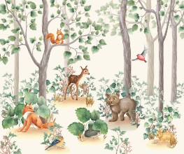 Woodland Stories Watercolor Illustration photowallpaper Wallpassion