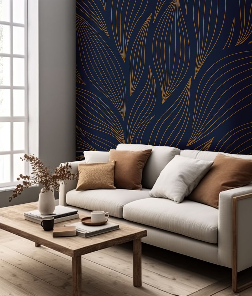 Pattern with Hand Drawn Leaves photowallpaper Wallpassion