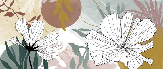 Retro Pattern with Summer Flowers photowallpaper Wallpassion